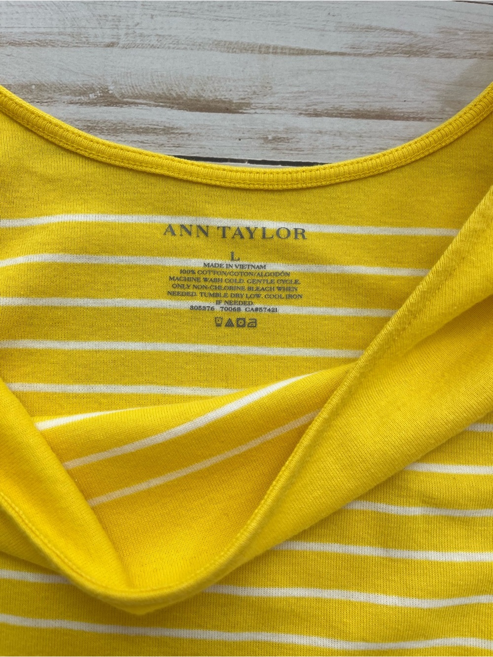 Ann Taylor Yellow & White Striped Scoop Neck Top - Picture 6 of 9